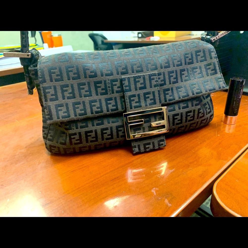 Black Fendi Baguette in Zucchini print